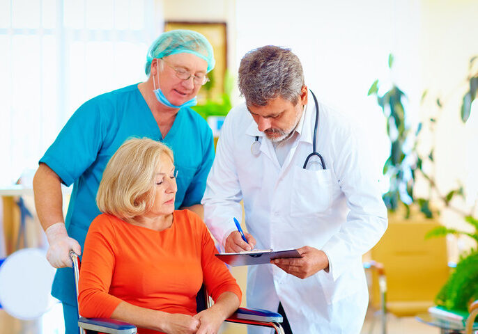 Doctor giving patient instructions for post discharge