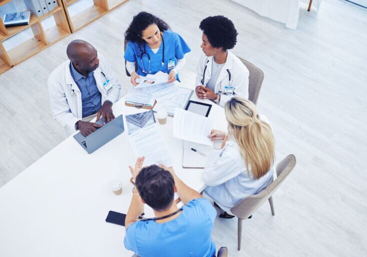 Healthcare staff having a meeting.